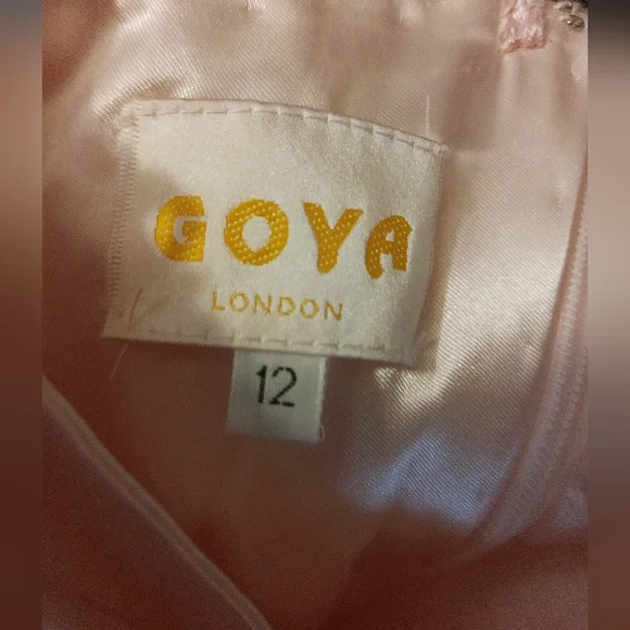 Bejeweled peach sweetheart short full skirt prom / party dress Goya London 10-12 - Picture 15 of 16